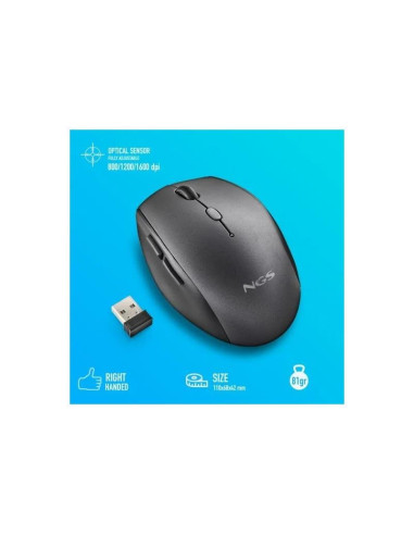 RATON NGS BEE BLACK ERGONOMICO WIRELESS SILENT BLACK