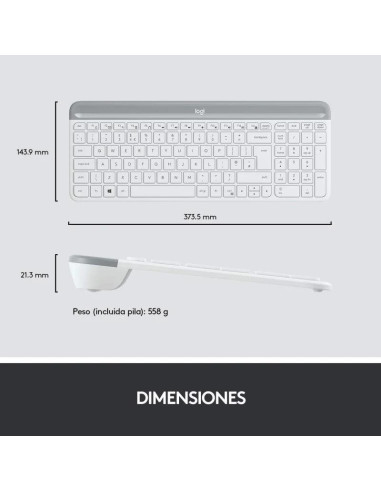 TECLADO + RATON LOGITECH MK470 SLIM WIRELESS SILENT WHITE