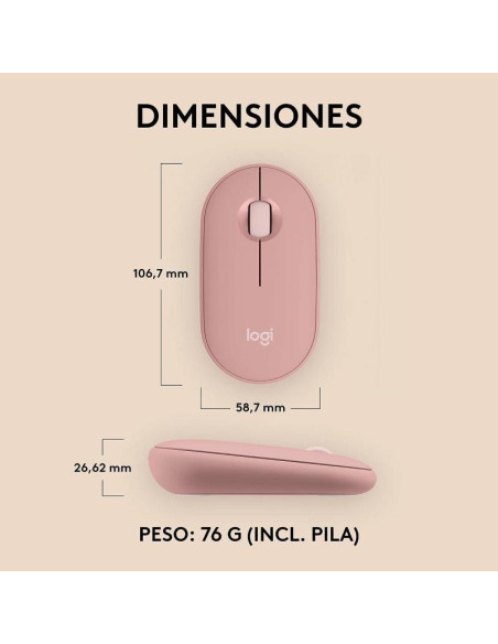 RATON LOGITECH PEBBLE 2 M350S WIRELESS ROSE