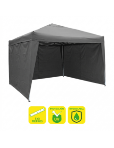CARPA PLEGABLE ACERO 3X3 METROS GRIS + 3 PAREDES PARA CARPA PLEGABLE