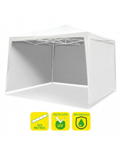 CARPA ACERO RAFIA 3X3 METROS BLANCA + 3 PAREDES PARA CARPA PLEGABLE