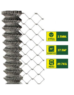 MALLA DE VALLADO GALVANIZADA 60X60X2.5MM 1.5X25 METROS SUNGARDEN