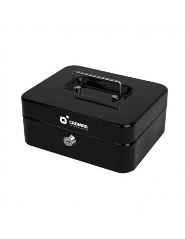CAJA DE CAUDALES METÁLICA CON LLAVE 9X20X16CM 3 COMPARTIMENTOS CROMAD