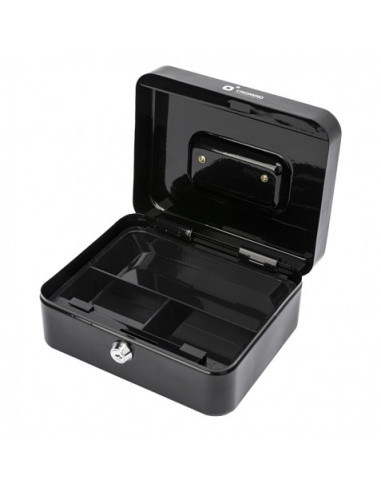 CAJA DE CAUDALES METÁLICA CON LLAVE 9X20X16CM 3 COMPARTIMENTOS CROMAD