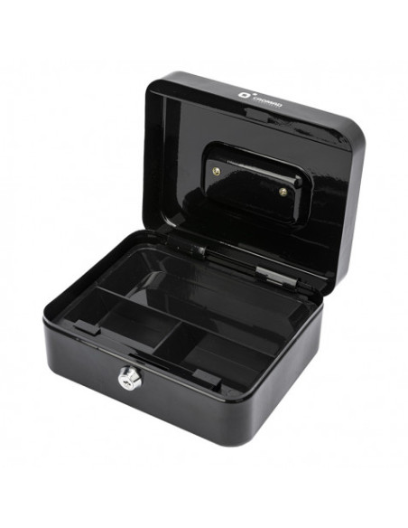CAJA DE CAUDALES METÁLICA CON LLAVE 9X20X16CM 3 COMPARTIMENTOS CROMAD
