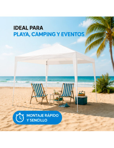 CARPA ACERO RAFIA 3X3 METROS BLANCA DESMONTABLE SUNGARDEN