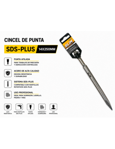 CINCEL DE PUNTA SDS-PLUS 14X250mm. BLIM