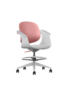 SILLA / TABURETE DE OFICINA TOP WORK ROJO CROMAD