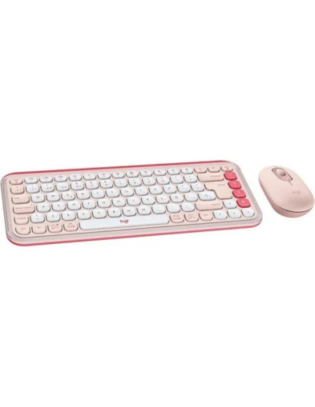 TECLADO + RATON LOGITECH POP ICON WIRELESS ROSE/WHITE