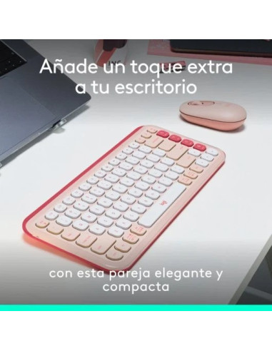 TECLADO + RATON LOGITECH POP ICON WIRELESS ROSE/WHITE