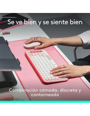 TECLADO + RATON LOGITECH POP ICON WIRELESS ROSE/WHITE
