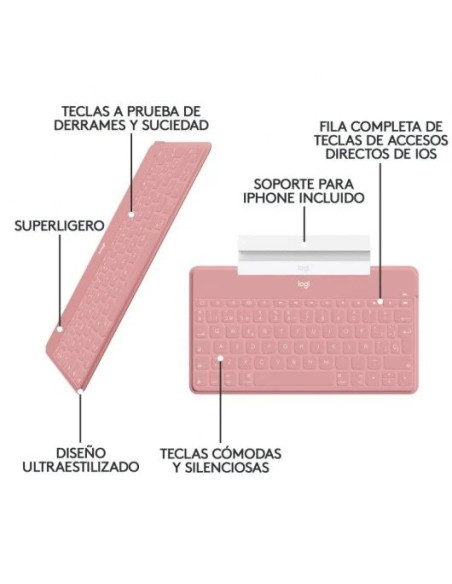TECLADO LOGITECH KEYS TO GO WIRELESS FOR MACOS ROSE
