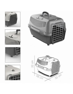 TRANSPORTIN MASCOTAS GRIS CLARO 48X32X32CM