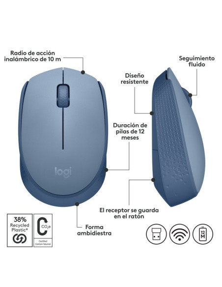 RATON LOGITECH M171 WIRELESS BLUE