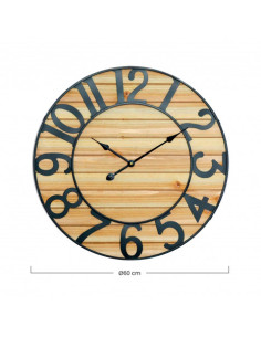 RELOJ PARED VINTAGE NEGRO/MADERA CLARA 60CM