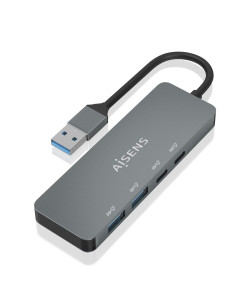 AISENS Hub USB 3.2 Gen2 10G USB-A, USB-A/M-2xUSB-C/H-2xUSB-A/H, Gris,