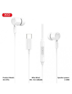 AURICULARES CON MICROFONO CON CABLE TIPO C BLANCO