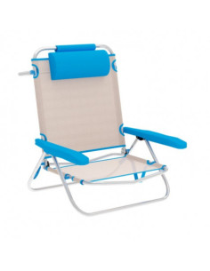SILLA PLEGABLE 5 POSICIONES ALUMINIO 65.5X44X82CM CON COJÍN Y ASA