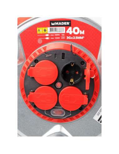 ENROLLACABLE METAL CON TAPAS 40 METROS 3GX2.5MM MADER
