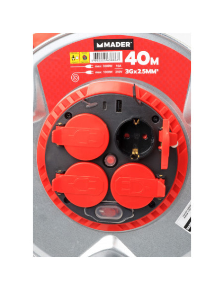 ENROLLACABLE METAL CON TAPAS 40 METROS 3GX2.5MM MADER