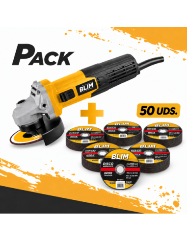 PACK RADIAL 115MM 750W + 50 DISCOS ABRASIVOS 115X1X22MM BLIM