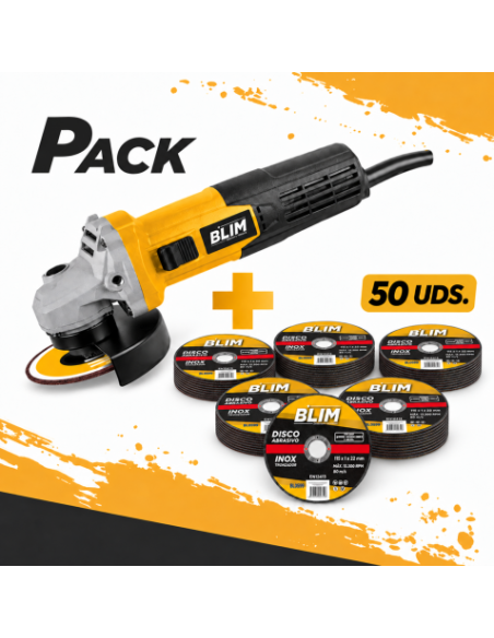 PACK RADIAL 115MM 750W + 50 DISCOS ABRASIVOS 115X1X22MM BLIM