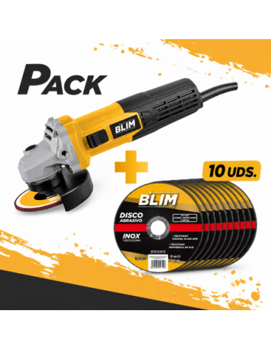 PACK RADIAL 115MM 750W + 10 DISCOS ABRASIVOS 115X1X22MM BLIM