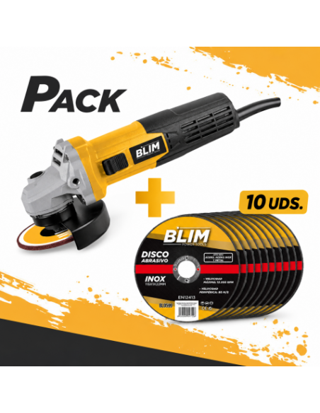 PACK RADIAL 115MM 750W + 10 DISCOS ABRASIVOS 115X1X22MM BLIM