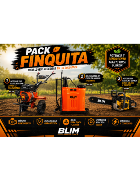 PACK FINCA MOTOCULTOR + MOTOSIERRA + SULFATADORA BLIM