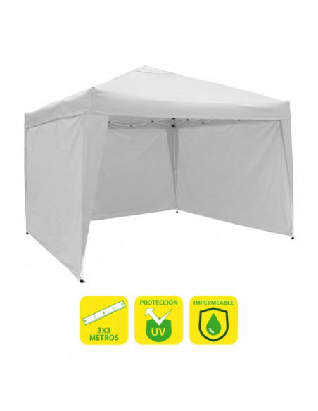 CARPA PLEGABLE ACERO 3X3 METROS BLANCA + 3 PAREDES PARA CARPA PLEGABLE