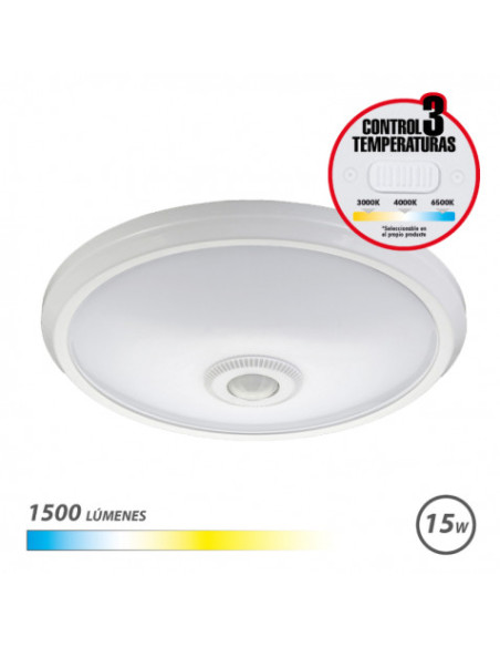 APLIQUE DE SUPERFICIE LED CON SENSOR 15W | 1500LM | LUZ CCT ELBAT