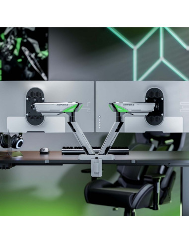 SOPORTE DE MESA GAMING PARA 2 TV/MONITOR AISENS 17 - 38 2 BRAZOS GIRATORIO/INCLINABLE HASTA 16KG WHITE