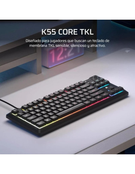 TECLADO GAMING CORSAIR K55 TKL USB ICUE RGB BLACK