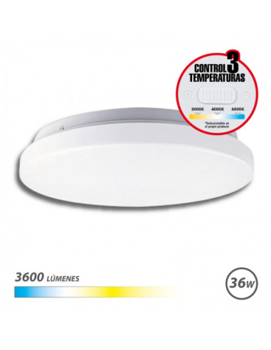 APLIQUE LED TECHO REDONDO 36W | 3600LM | SELECTOR 3 TEMPERATURAS ELBAT