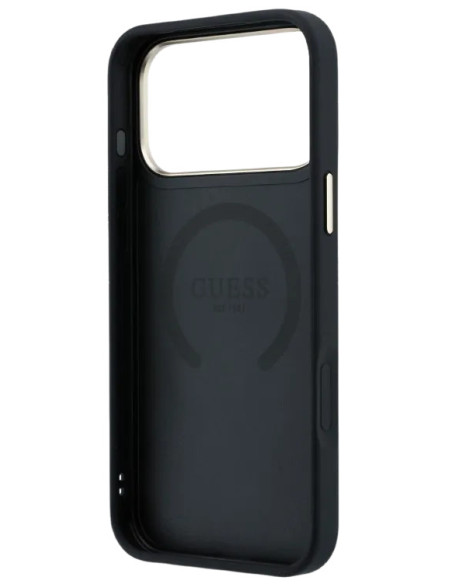 GUESS CARCASA MAGSAFE PEONY SMALL LOGO IPHONE 18 PRO/17 PRO NEGRO
