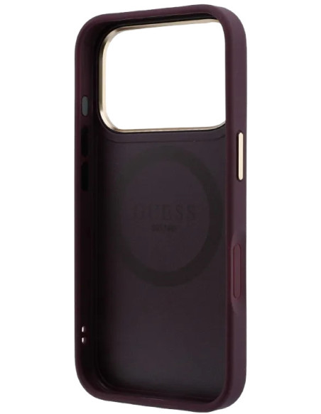 GUESS CARCASA MAGSAFE PEONY SMALL LOGO IPHONE 18 PRO/17 PRO BURDEOS
