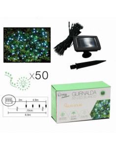 GUIRNALDA DE 50 LED BLANCA 6.9 METROS BATERÍA SOLAR