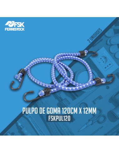 JUEGO 2 GANCHOS ELASTICOS GOMA 120CM X 12MM