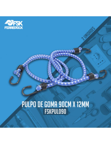 JUEGO 2 GANCHOS ELASTICOS DE GOMA 90CM X 12MM FERRESTOCK