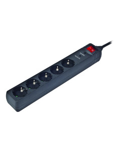 Gembird SPG5-C-10 limitador de tensión Negro 5 salidas AC 250 V 3 m
