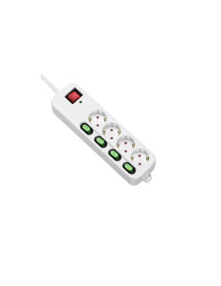 BASE MULTIPLE 4 ENCHUFES CON INTERRUPTORES