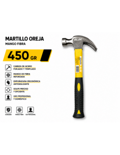 MARTILLO OREJA MANGO FIBRA 450GR BLIM