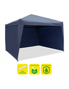 CARPA PLEGABLE ACERO 3X3 METROS AZUL OSCURO + 3 PAREDES PARA CARPA PLEGABLE