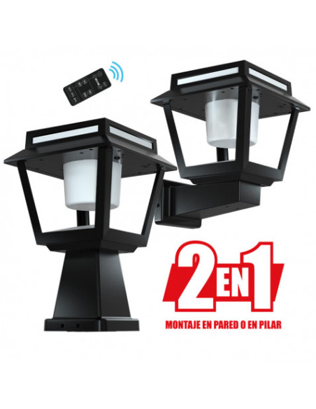 FAROL LED SOLAR 2 EN 1 SERIE PRO TOWER DUO 15W 1600LM 3 TEMPERATURAS ELBAT