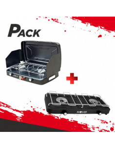 COCINA DE GAS 2 FUEGOS + PROTECTORES CONTRA VIENTO + COCINA DE GAS 2 FUEGOS