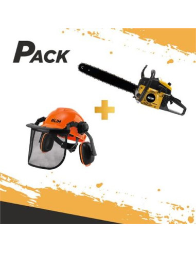 PACK MOTOSIERRA GASOLINA 63.3CC 50CM + CASCO SEGURIDAD COMPLETO BLIM