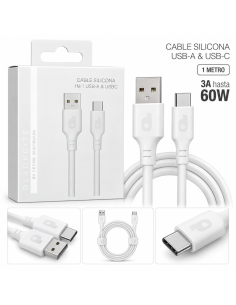 CABLE DE CARGA Y DATOS USB-A A USB-C 1M BLANCO BLACKBYTE