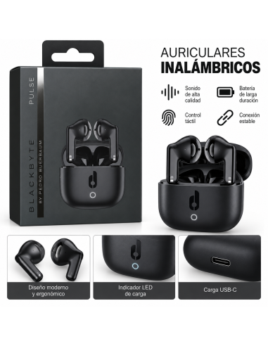 AURICULARES INALAMBRICOS PULSE NEGRO BLACKBYTE