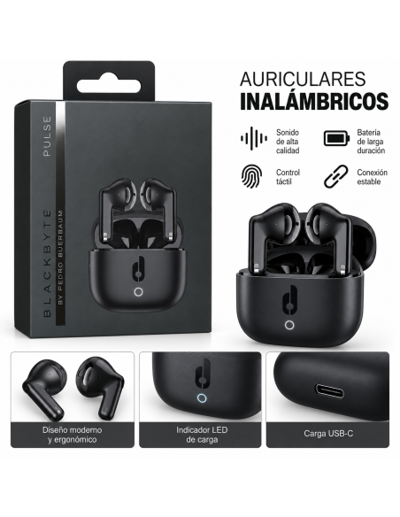 AURICULARES INALAMBRICOS PULSE NEGRO BLACKBYTE