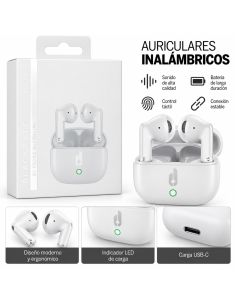 AURICULARES INALAMBRICOS PULSE BLANCO BLACKBYTE